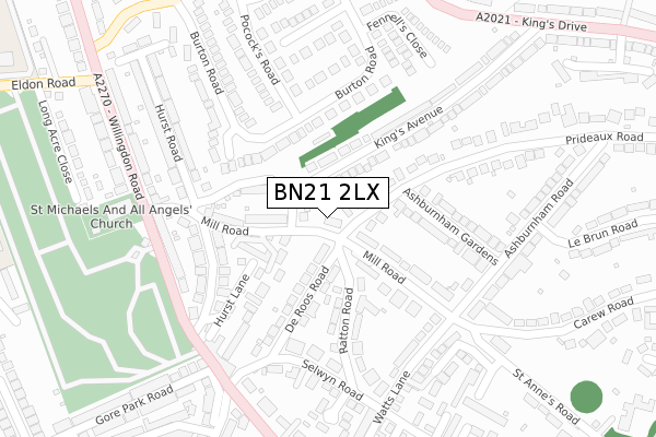BN21 2LX map - large scale - OS Open Zoomstack (Ordnance Survey)