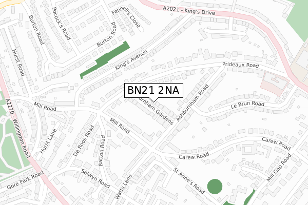 BN21 2NA map - large scale - OS Open Zoomstack (Ordnance Survey)