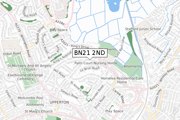 BN21 2ND map - small scale - OS Open Zoomstack (Ordnance Survey)