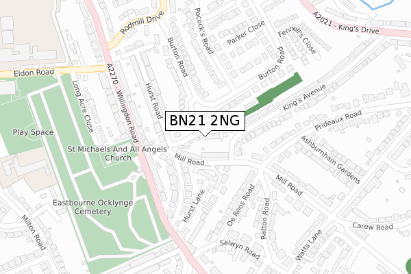 BN21 2NG map - large scale - OS Open Zoomstack (Ordnance Survey)