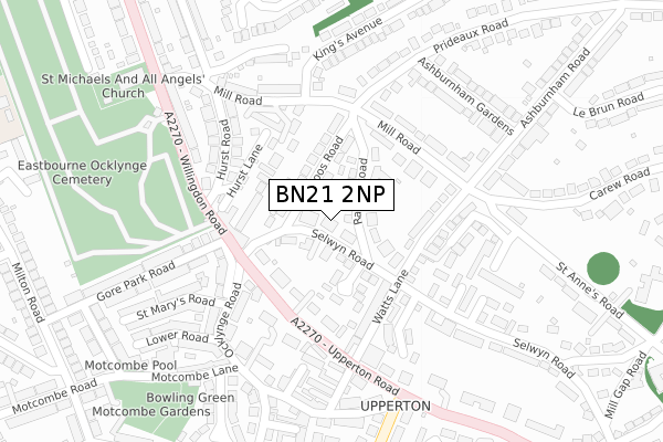 BN21 2NP map - large scale - OS Open Zoomstack (Ordnance Survey)