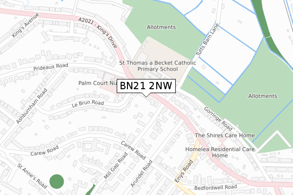 BN21 2NW map - large scale - OS Open Zoomstack (Ordnance Survey)