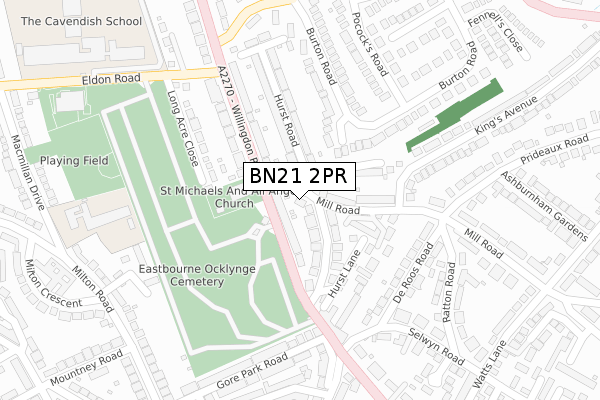 BN21 2PR map - large scale - OS Open Zoomstack (Ordnance Survey)