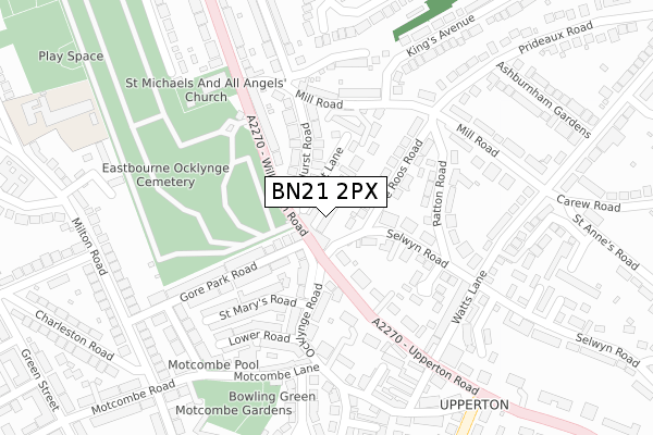 BN21 2PX map - large scale - OS Open Zoomstack (Ordnance Survey)