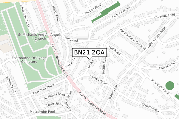 BN21 2QA map - large scale - OS Open Zoomstack (Ordnance Survey)