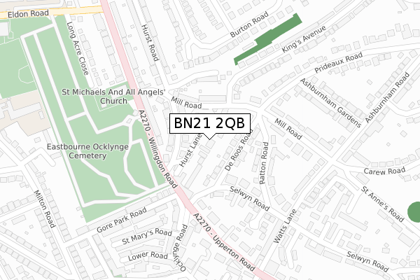 BN21 2QB map - large scale - OS Open Zoomstack (Ordnance Survey)