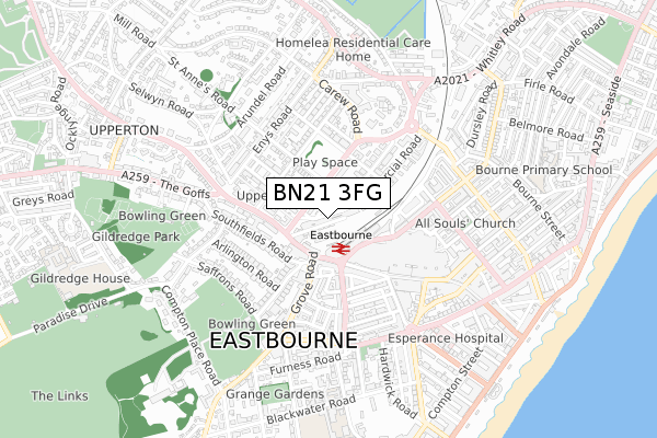 BN21 3FG map - small scale - OS Open Zoomstack (Ordnance Survey) BN21 3FG map - small scale - OS Open Zoomstack (Ordnance Survey)