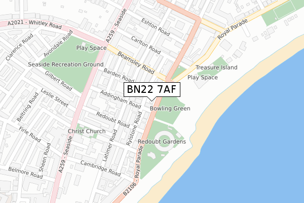 BN22 7AF map - large scale - OS Open Zoomstack (Ordnance Survey)