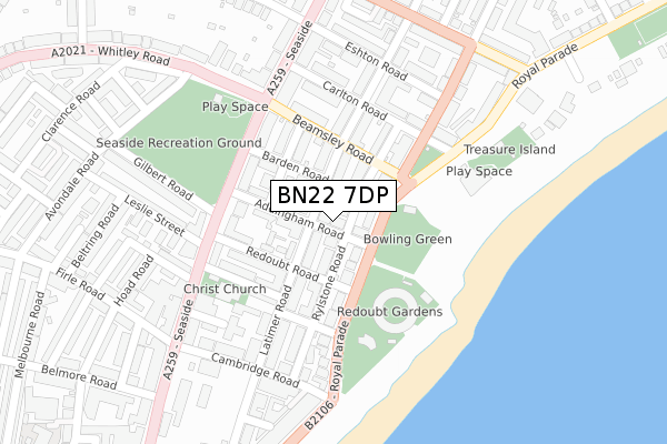 BN22 7DP map - large scale - OS Open Zoomstack (Ordnance Survey)