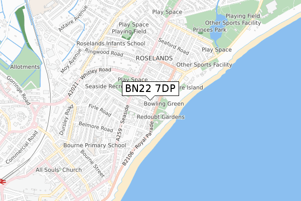 BN22 7DP map - small scale - OS Open Zoomstack (Ordnance Survey)