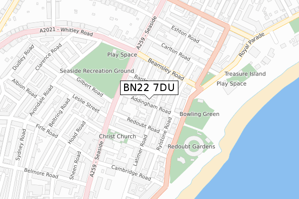 BN22 7DU map - large scale - OS Open Zoomstack (Ordnance Survey)