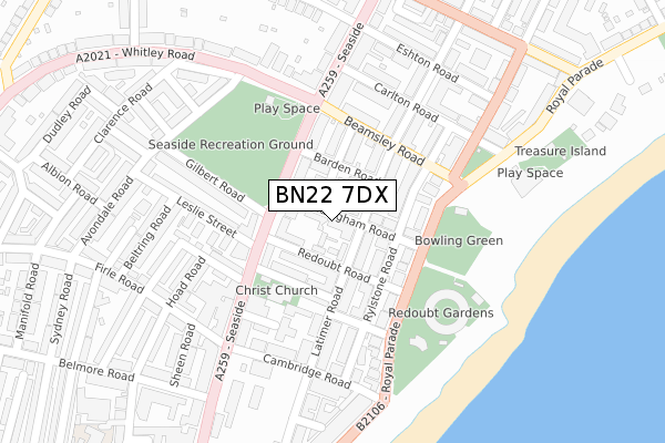 BN22 7DX map - large scale - OS Open Zoomstack (Ordnance Survey)