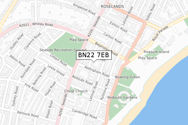 BN22 7EB map - large scale - OS Open Zoomstack (Ordnance Survey)