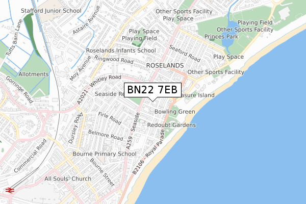 BN22 7EB map - small scale - OS Open Zoomstack (Ordnance Survey)