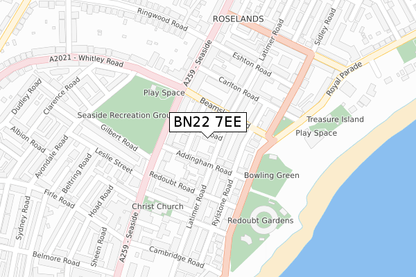 BN22 7EE map - large scale - OS Open Zoomstack (Ordnance Survey)