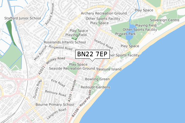 BN22 7EP map - small scale - OS Open Zoomstack (Ordnance Survey)