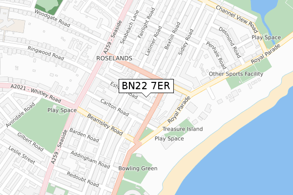 BN22 7ER map - large scale - OS Open Zoomstack (Ordnance Survey)
