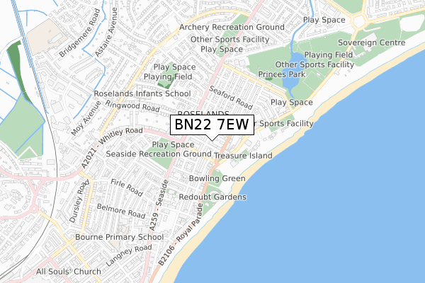 BN22 7EW map - small scale - OS Open Zoomstack (Ordnance Survey) BN22 7EW map - small scale - OS Open Zoomstack (Ordnance Survey)