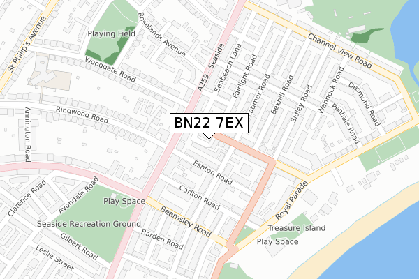 BN22 7EX map - large scale - OS Open Zoomstack (Ordnance Survey)