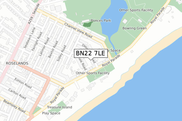 BN22 7LE map - large scale - OS Open Zoomstack (Ordnance Survey)