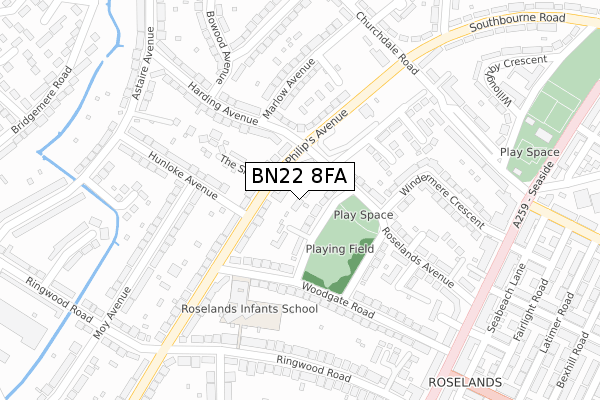 BN22 8FA map - large scale - OS Open Zoomstack (Ordnance Survey)