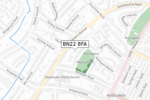 BN22 8FA map - large scale - OS Open Zoomstack (Ordnance Survey) BN22 8FA map - large scale - OS Open Zoomstack (Ordnance Survey)