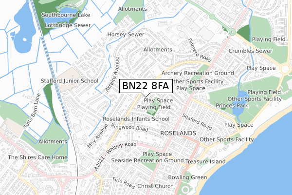 BN22 8FA map - small scale - OS Open Zoomstack (Ordnance Survey)