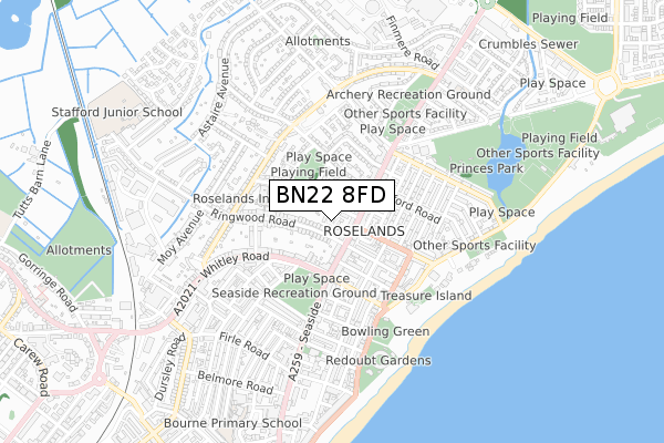 BN22 8FD map - small scale - OS Open Zoomstack (Ordnance Survey) BN22 8FD map - small scale - OS Open Zoomstack (Ordnance Survey)