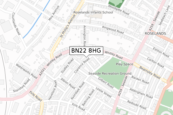 BN22 8HG map - large scale - OS Open Zoomstack (Ordnance Survey)