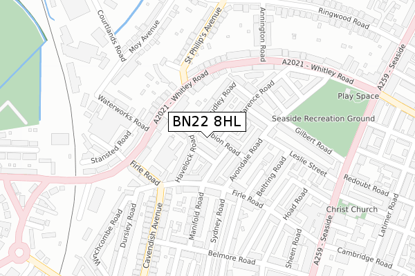 BN22 8HL map - large scale - OS Open Zoomstack (Ordnance Survey)