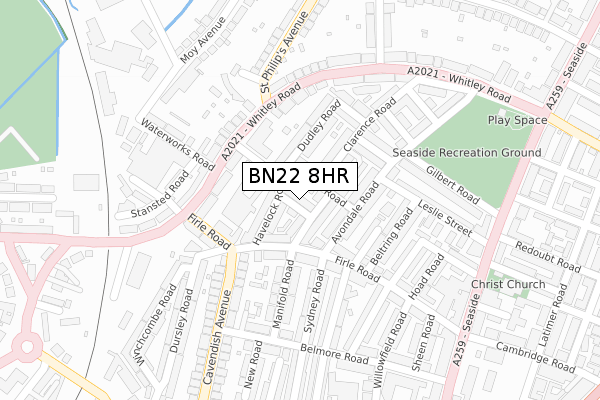 BN22 8HR map - large scale - OS Open Zoomstack (Ordnance Survey)