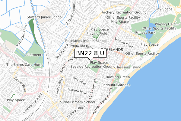 BN22 8JU map - small scale - OS Open Zoomstack (Ordnance Survey)