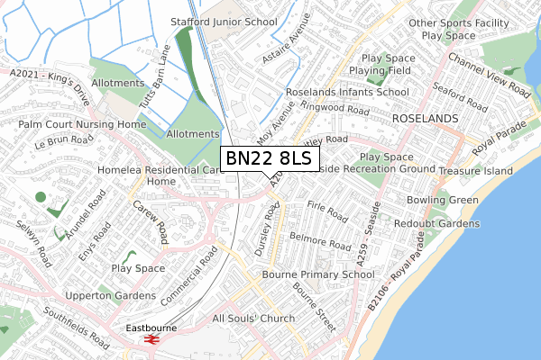 BN22 8LS map - small scale - OS Open Zoomstack (Ordnance Survey)