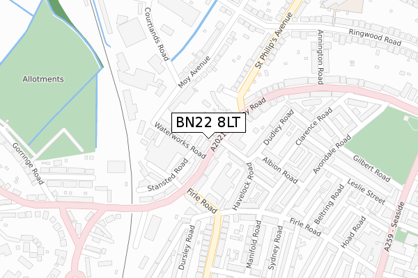 BN22 8LT map - large scale - OS Open Zoomstack (Ordnance Survey)