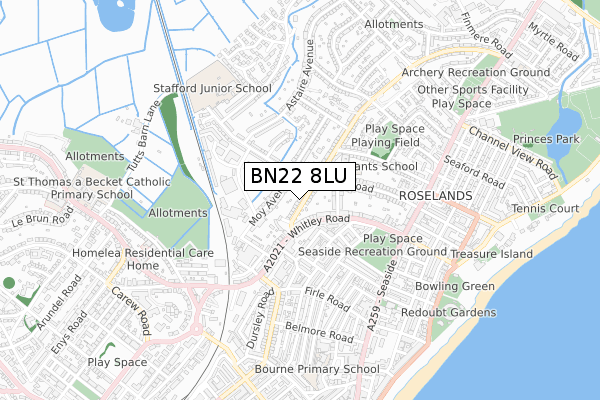 BN22 8LU map - small scale - OS Open Zoomstack (Ordnance Survey)