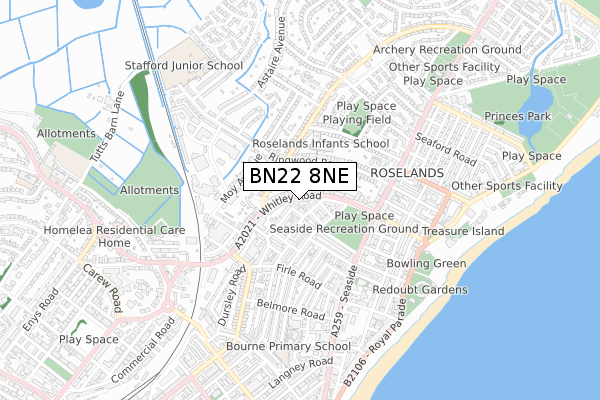 BN22 8NE map - small scale - OS Open Zoomstack (Ordnance Survey)