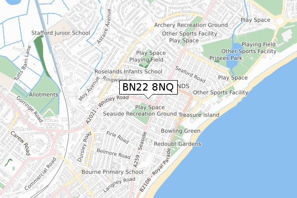 BN22 8NQ map - small scale - OS Open Zoomstack (Ordnance Survey) BN22 8NQ map - small scale - OS Open Zoomstack (Ordnance Survey)