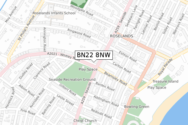 BN22 8NW map - large scale - OS Open Zoomstack (Ordnance Survey)