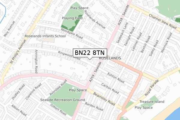 BN22 8TN map - large scale - OS Open Zoomstack (Ordnance Survey)