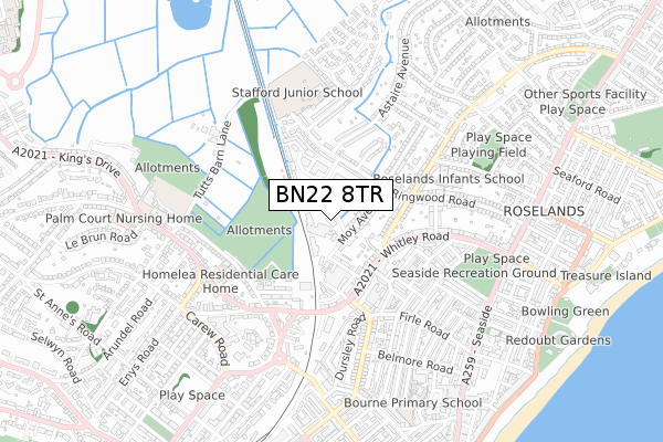 BN22 8TR map - small scale - OS Open Zoomstack (Ordnance Survey)