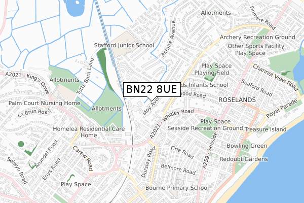 BN22 8UE map - small scale - OS Open Zoomstack (Ordnance Survey)