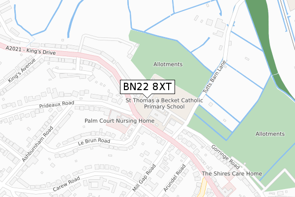 BN22 8XT map - large scale - OS Open Zoomstack (Ordnance Survey)
