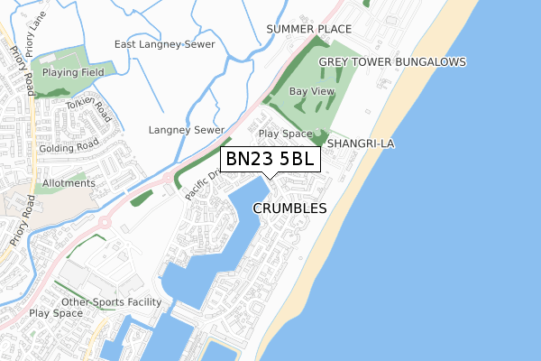 BN23 5BL map - small scale - OS Open Zoomstack (Ordnance Survey) BN23 5BL map - small scale - OS Open Zoomstack (Ordnance Survey)