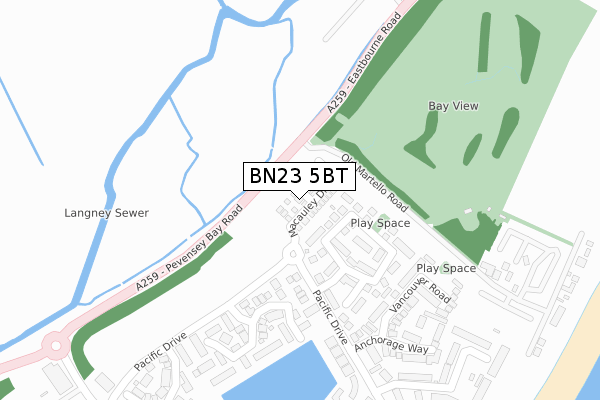 BN23 5BT map - large scale - OS Open Zoomstack (Ordnance Survey)