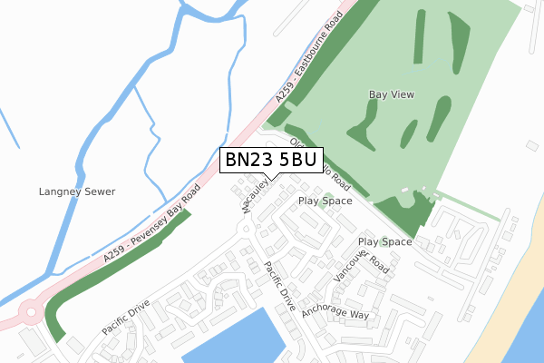 BN23 5BU map - large scale - OS Open Zoomstack (Ordnance Survey)