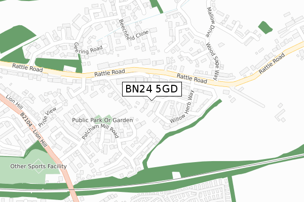 BN24 5GD map - large scale - OS Open Zoomstack (Ordnance Survey)