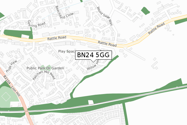 BN24 5GG map - large scale - OS Open Zoomstack (Ordnance Survey)