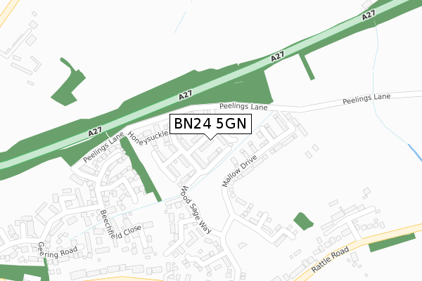 BN24 5GN map - large scale - OS Open Zoomstack (Ordnance Survey)