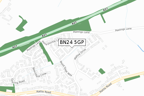 BN24 5GP map - large scale - OS Open Zoomstack (Ordnance Survey)