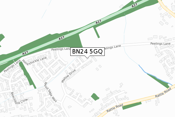 BN24 5GQ map - large scale - OS Open Zoomstack (Ordnance Survey)